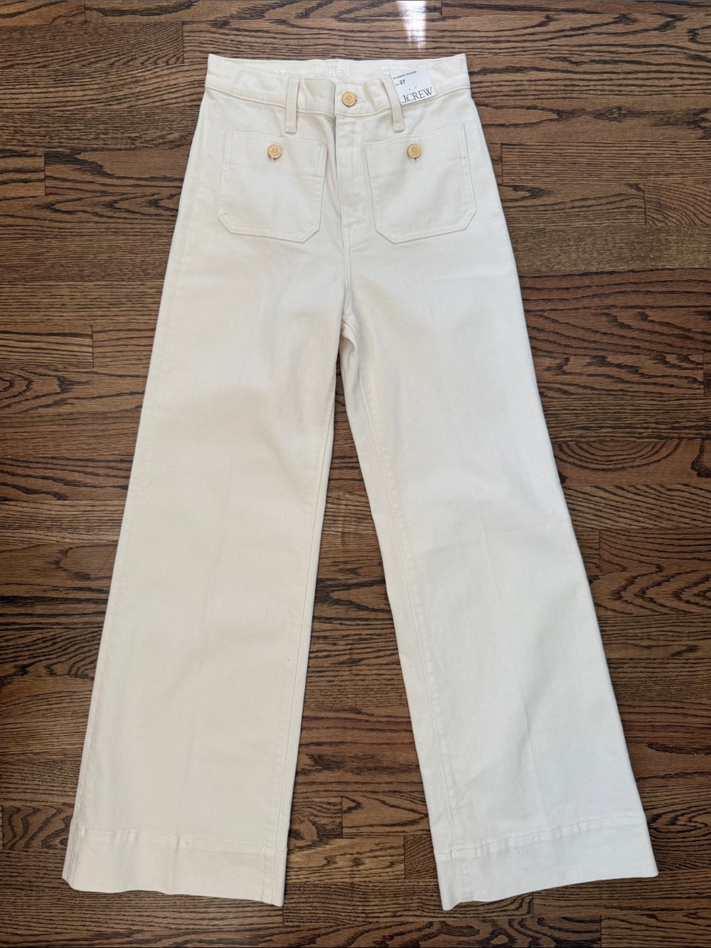 J. Crew Denim Cream Trousers Wide-Leg Jeans Size 27 NWT